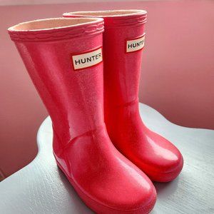 Bright Pink Kids Hunter Boots Size US 8 Like new.